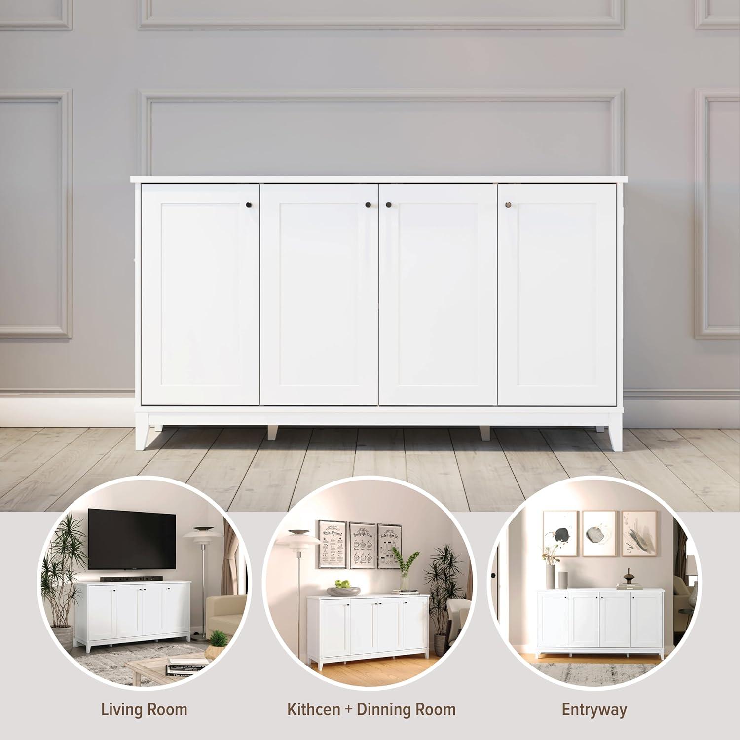 Millwood Pines Gonroff 4 Panel Door Console Table Storage Cabinet with Doors and Shelves, Sideboard Storage Cabinet