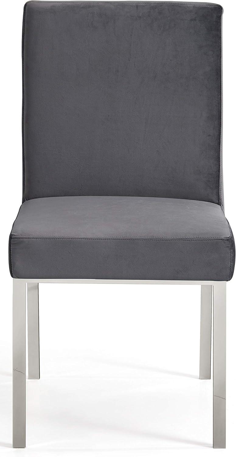 Opal Gray Velvet Dining Chair with Chrome Legs