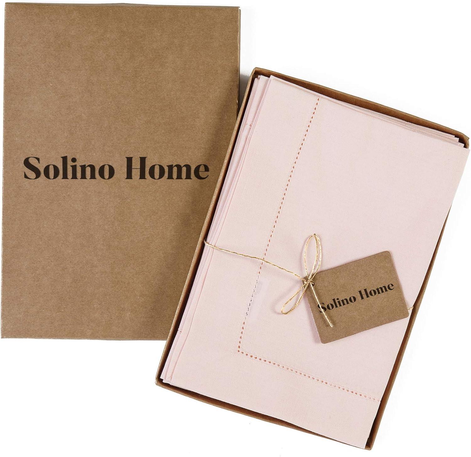 Solino Home Cotton Linen Hemstitch Dinner Napkins (Set of 4)