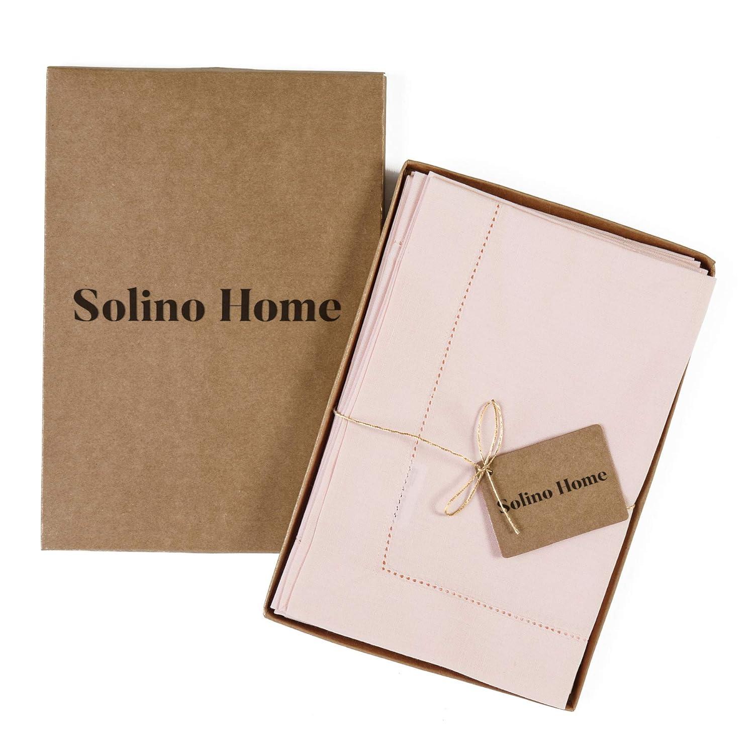 Solino Home Cotton Linen Hemstitch Dinner Napkins (Set of 4)
