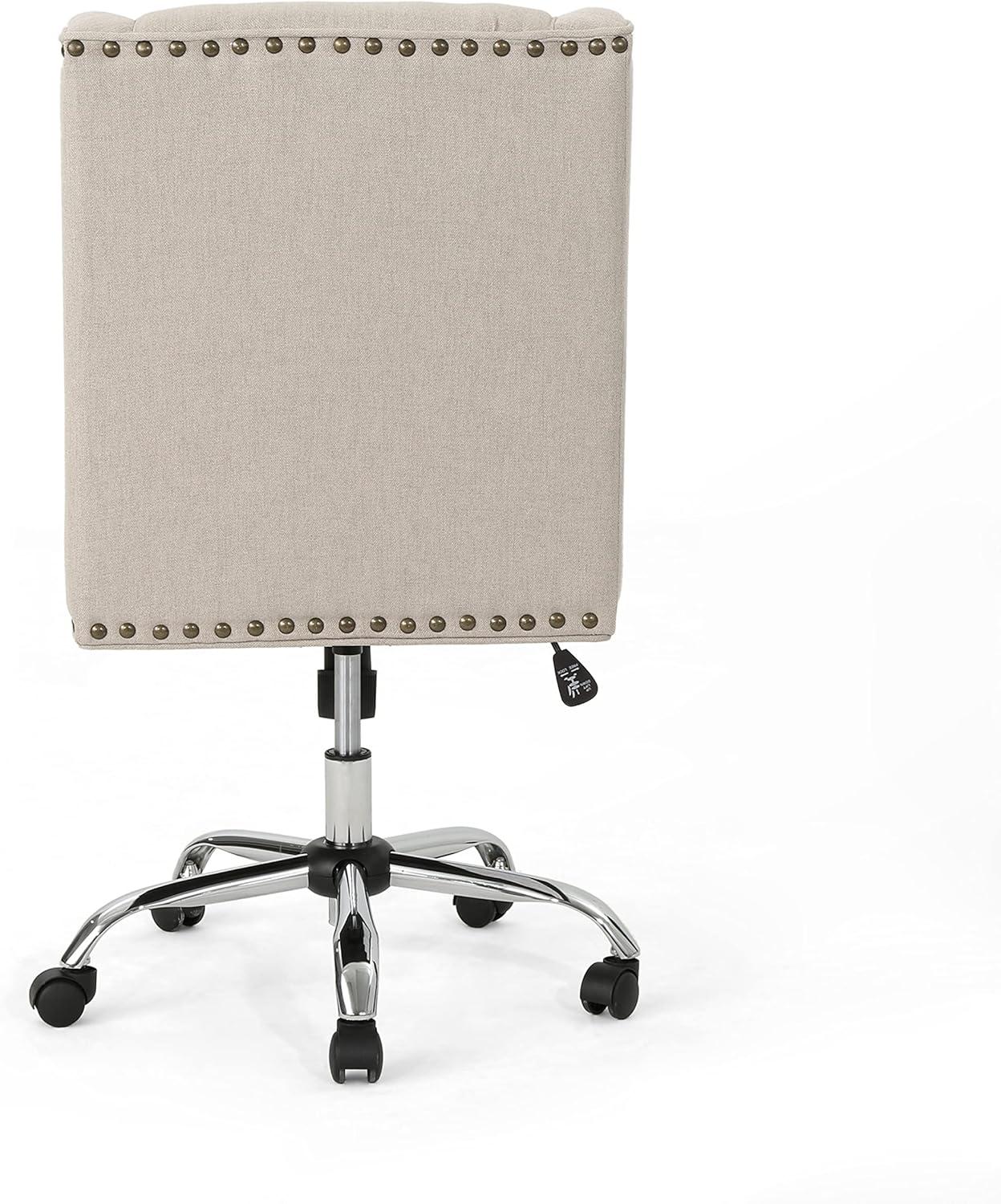 Chiara Home Office Fabric Desk Chair Light Brown - Christopher Knight Home: Chrome Base, Gas Lift, Swivel Function