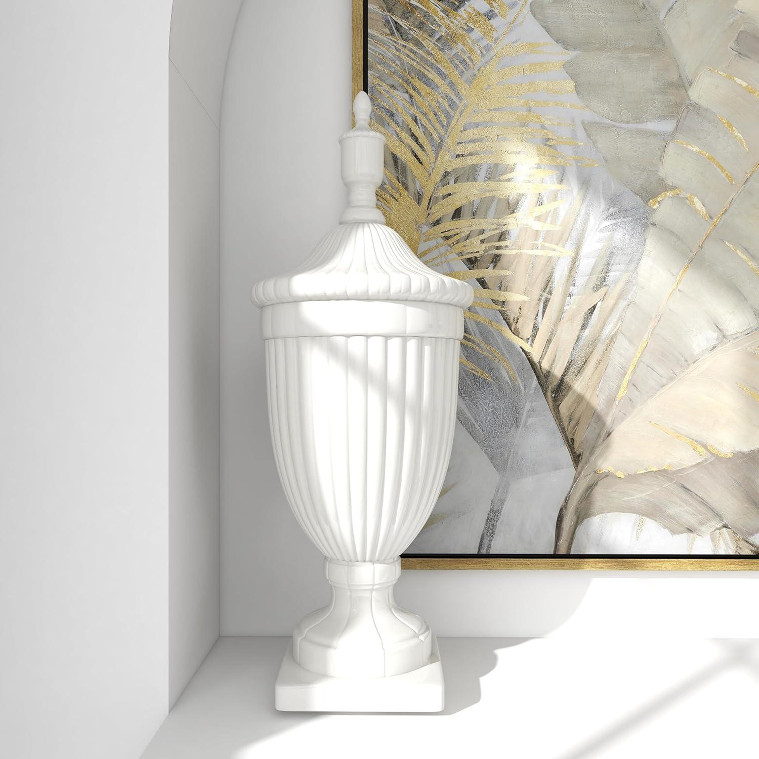 26" Modern Ceramic Urn Vase White - Olivia & May: Large Tabletop Decor, Novelty Design