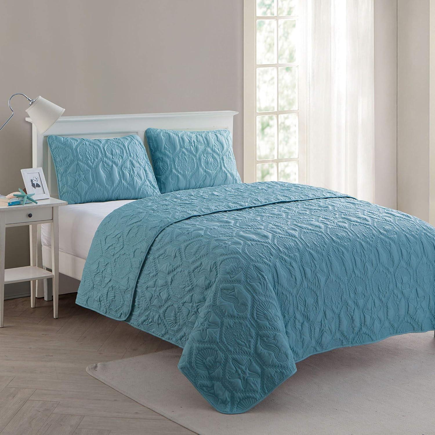 Shore Polyester Textured Sea Life Quilt Set