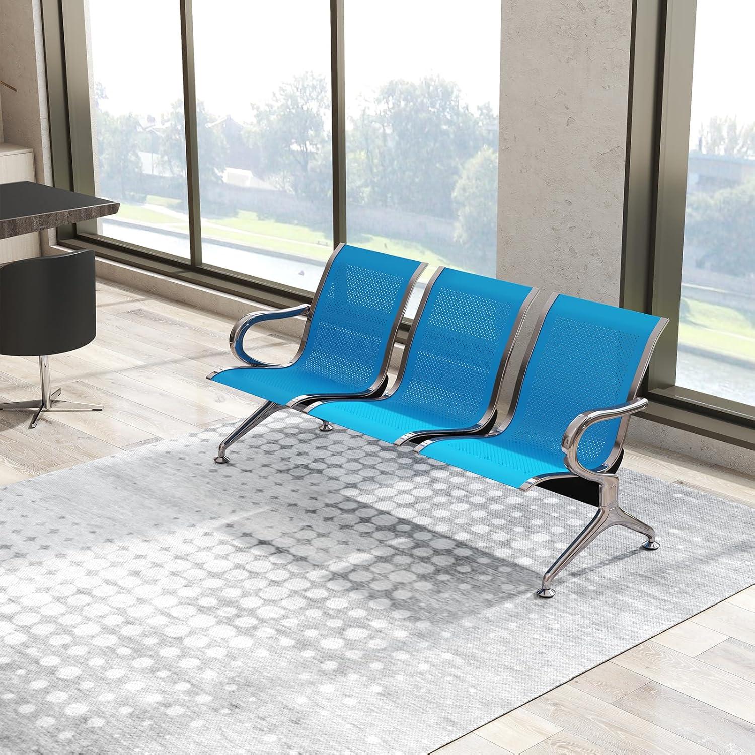 Kinbor Sillas de Sala de Espera, Sillas de Recepción de 3 Asientos, Muebles de Oficina para Invitados, Asientos para Banco de Aeropuerto, Hospital, Negro