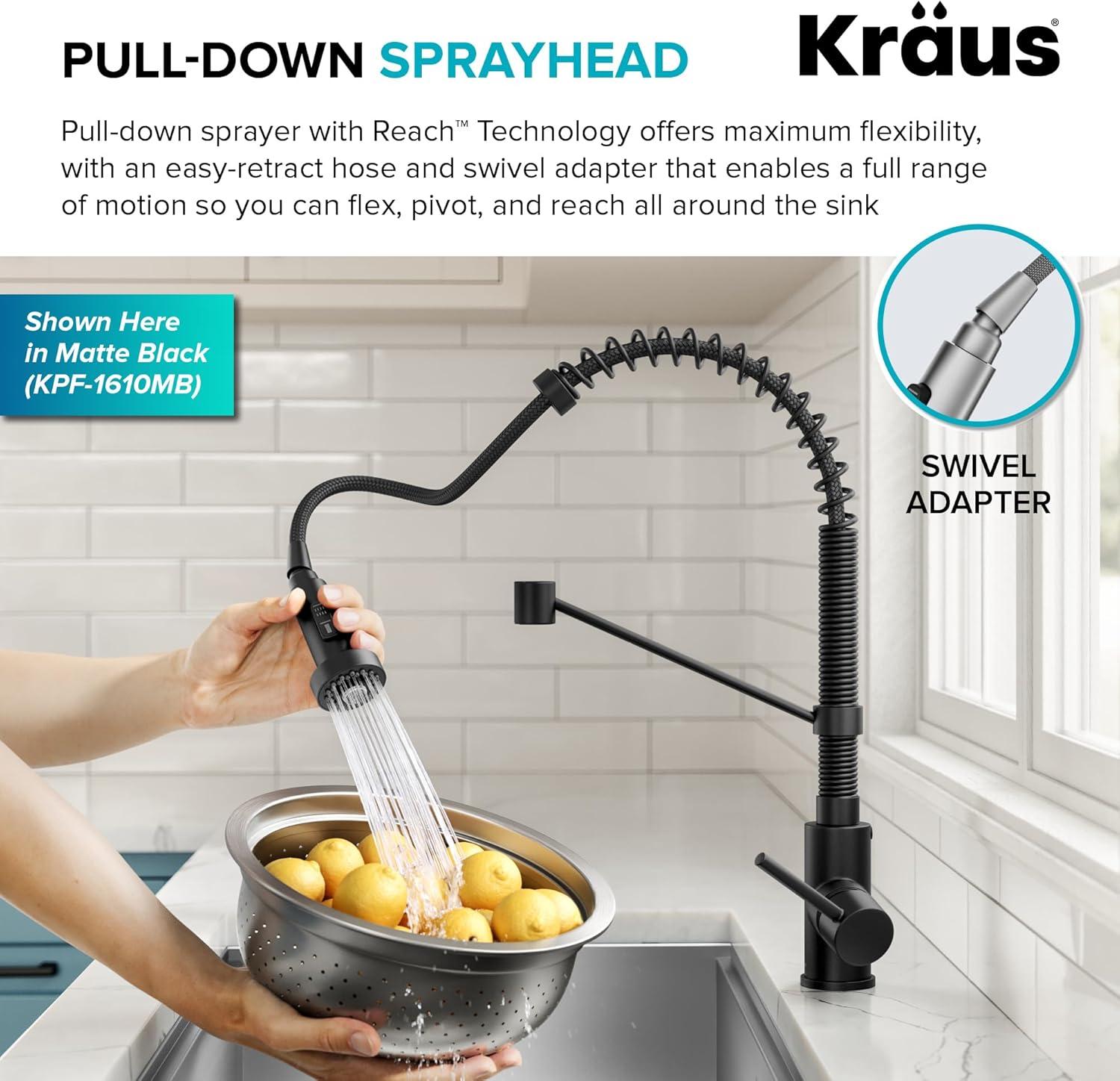 KRAUS Bolden Commercial Style 2-Function Single Handle Pull Down Kitchen Faucet