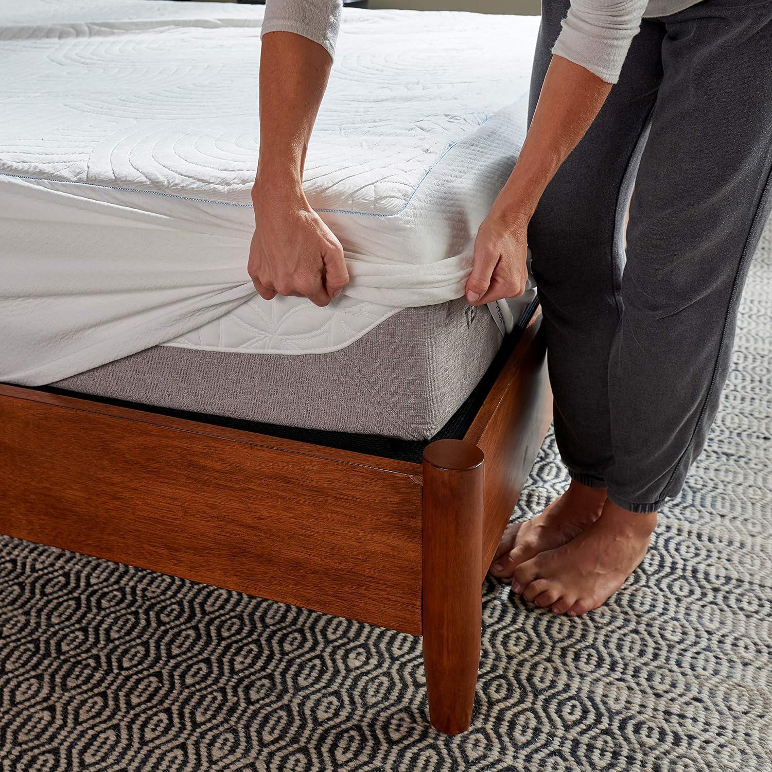 Tempur-Pedic Queen Cool Luxury Quilted Waterproof Machine Washable Fitted Mattress Pad: Hypoallergenic Protector