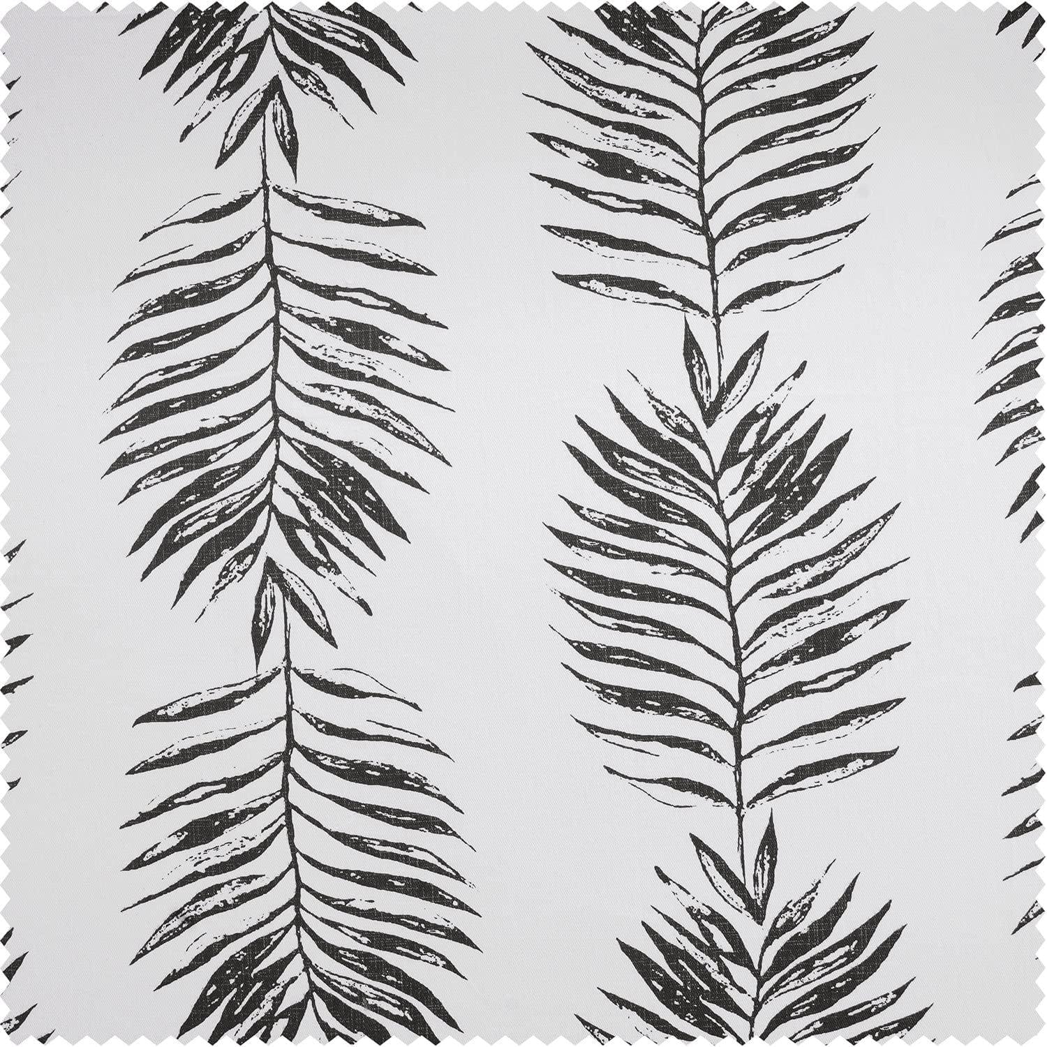 Sago Black Ink Printed Cotton Curtain (1 Panel), Sago Black Ink, 50W X 84L