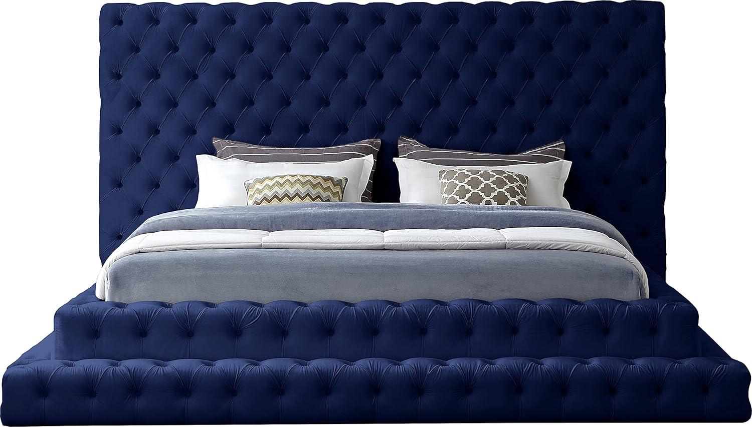 Meridian Furniture Revel Navy Velvet King Bed