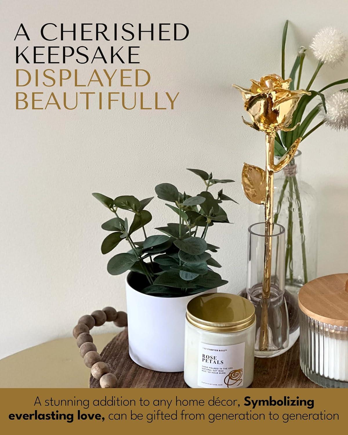 24K Gold Dipped Rose, Unique & Everlasting Real Hand Dipped in 24K Gold Rose, 11” to 12”