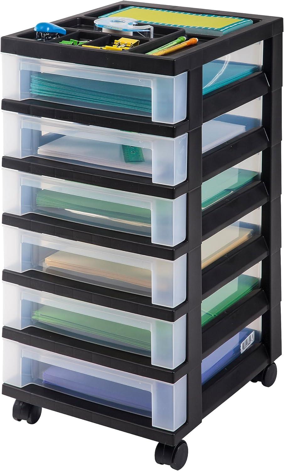 IRIS USA Plastic Rolling Storage Drawer Cart