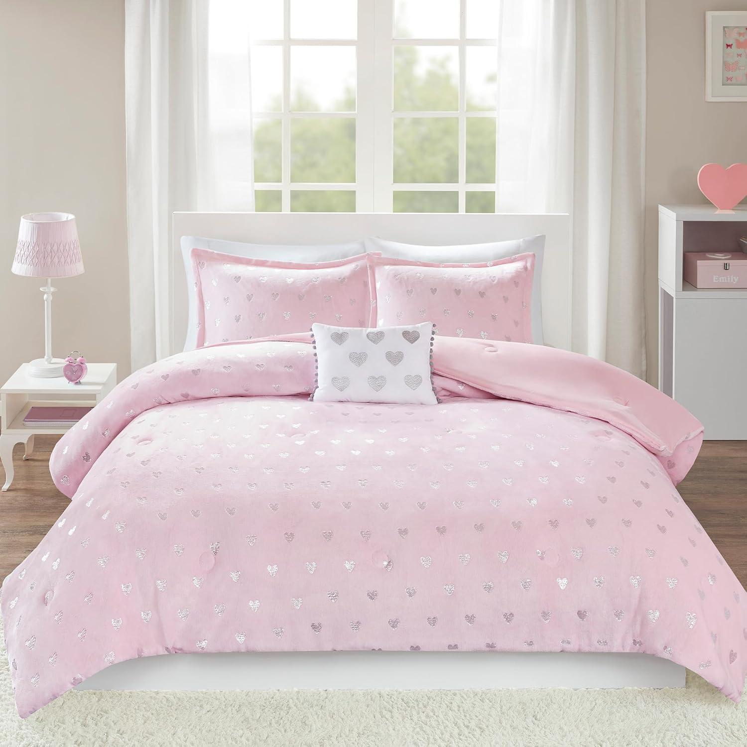 Rosalie Metallic Printed Plush Comforter Set