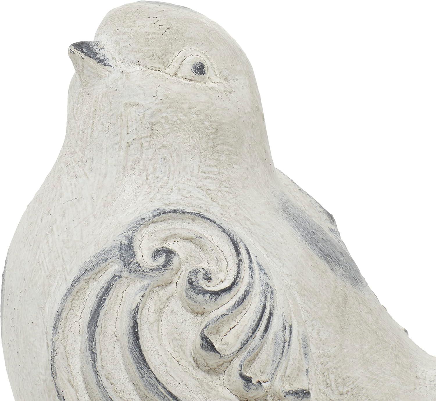 Gray Polystone Bird Garden Sculptures, Set of 2, 12" x 8"