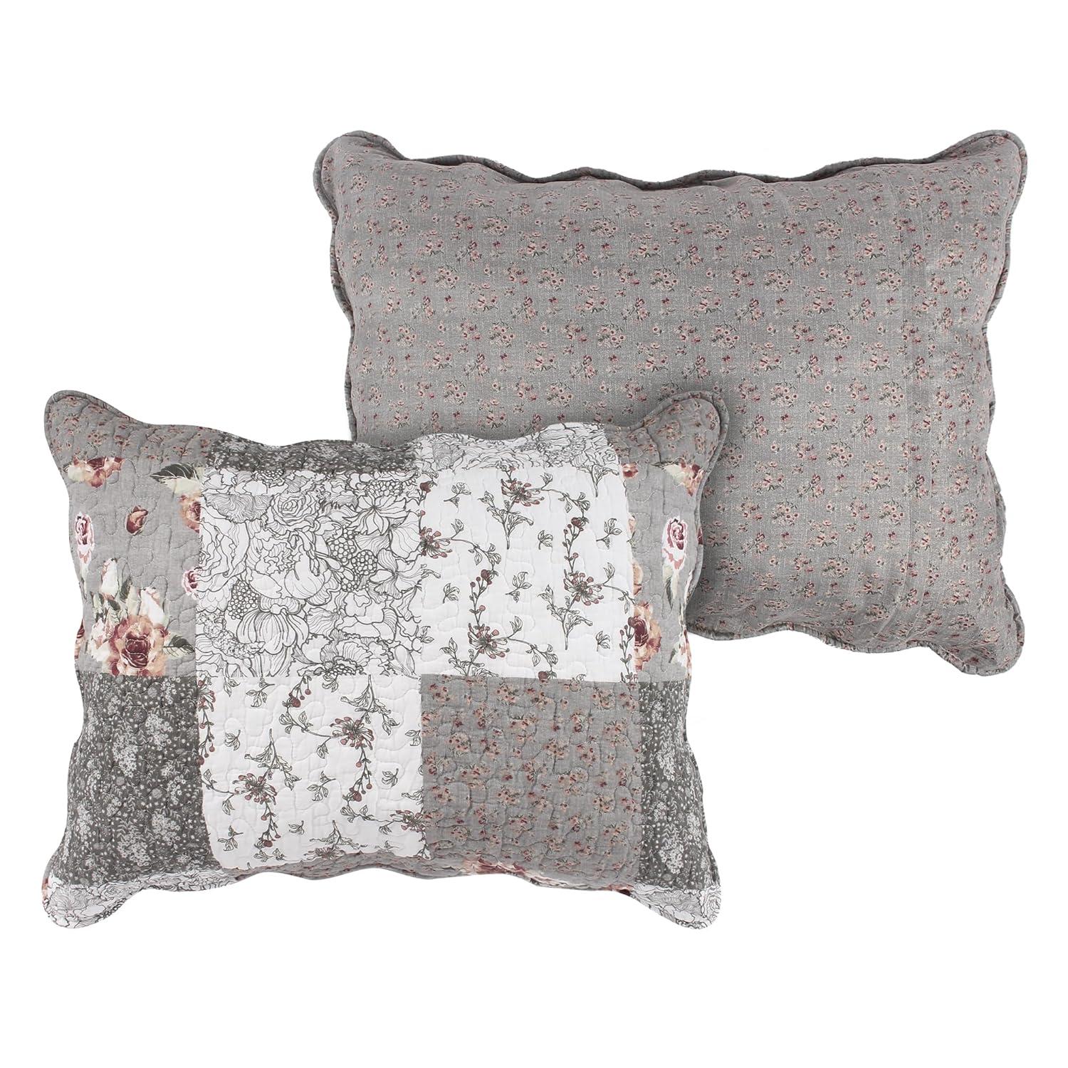 Giulia Fabulous Floral & Stencil Prints Pillow Sham 20" x 26" Gray by Barefoot Bungalow