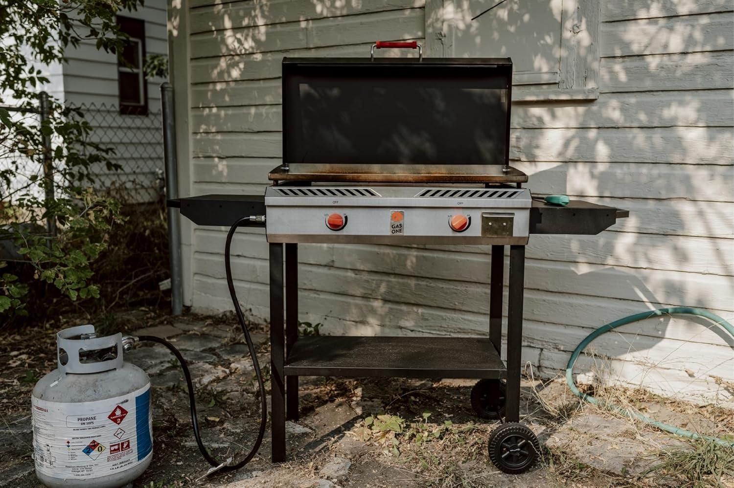 Black 2-Burner Propane Gas Grill with Side Shelves