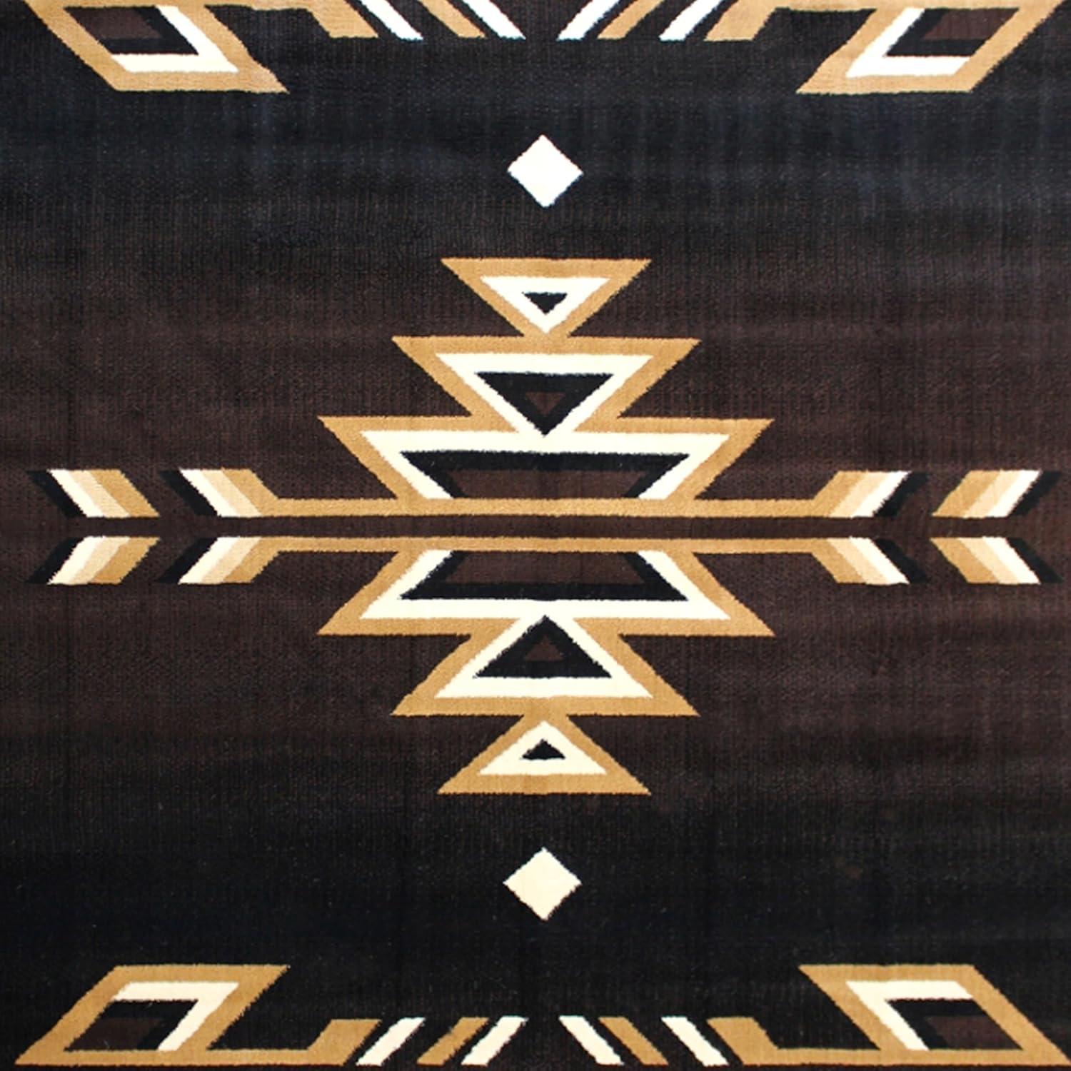 Flash Furniture Amado Rectangular Southwestern Black, Beige, Brown Area Rug, 5' x 7'