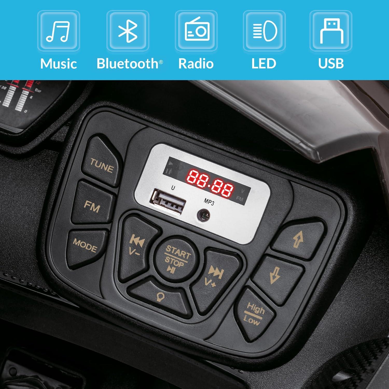 Kidzone Kids Electric Ride On 12V Licensed Lamborghini Aventador SV Battery Powered Sports Car Toy W/ 2 Speeds, Parent Control, Sound System, LED Headlights & Hydraulic Doors, Black