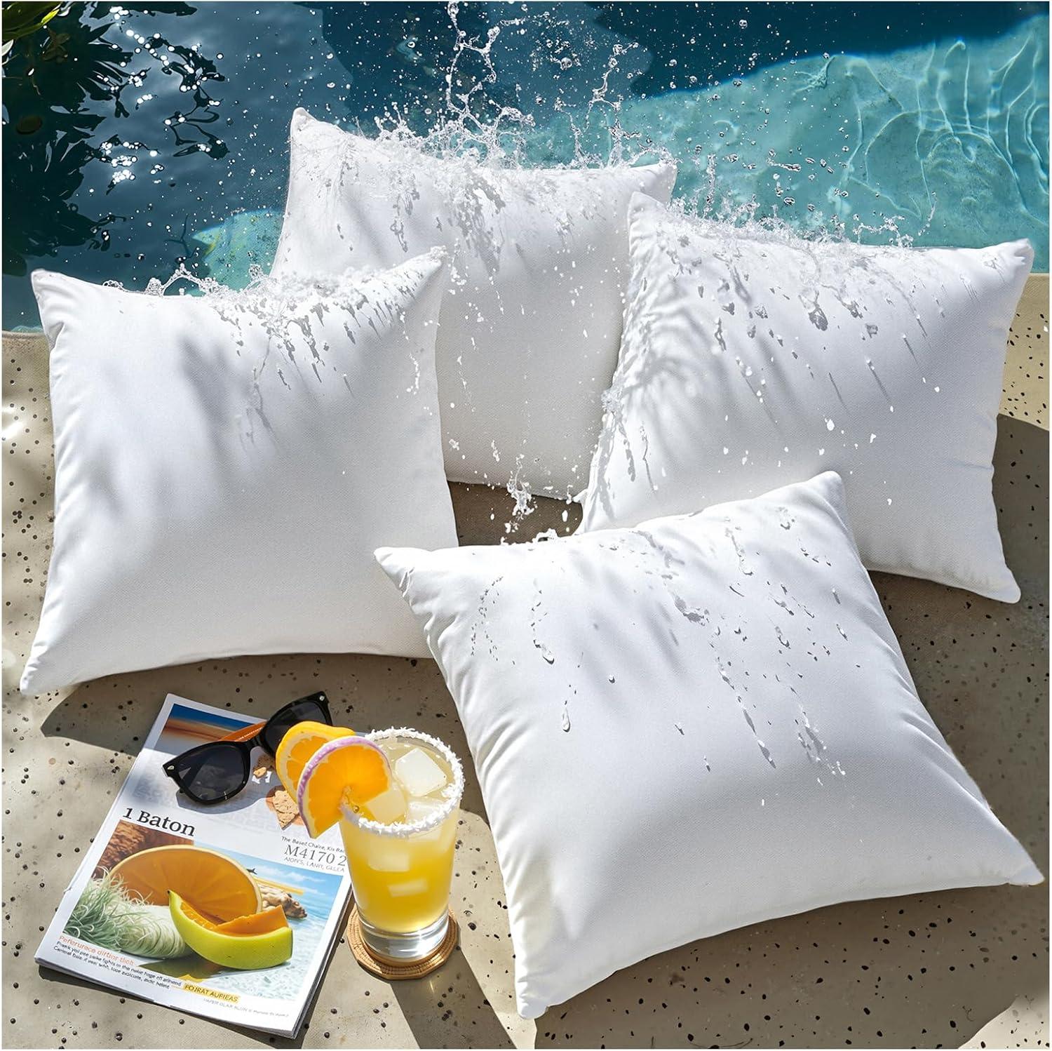18 X 18 Pillow Inserts - Pack Of 4 Outdoor Water Resistant Throw Pillow Inserts Hypoallergenic Square Decorative Couch Sham Cushion Stuffer - 18 Inches