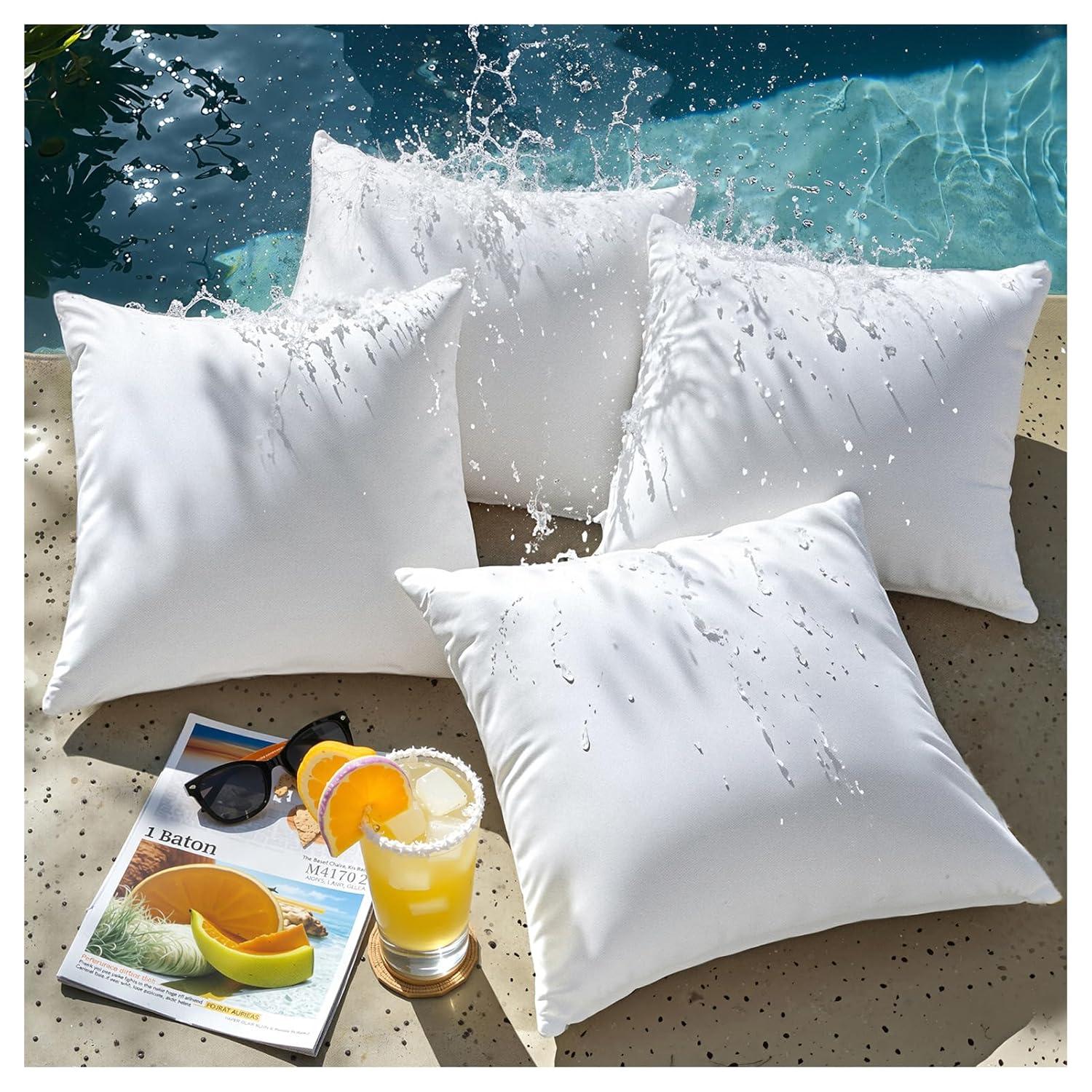 18 X 18 Pillow Inserts - Pack Of 4 Outdoor Water Resistant Throw Pillow Inserts Hypoallergenic Square Decorative Couch Sham Cushion Stuffer - 18 Inches