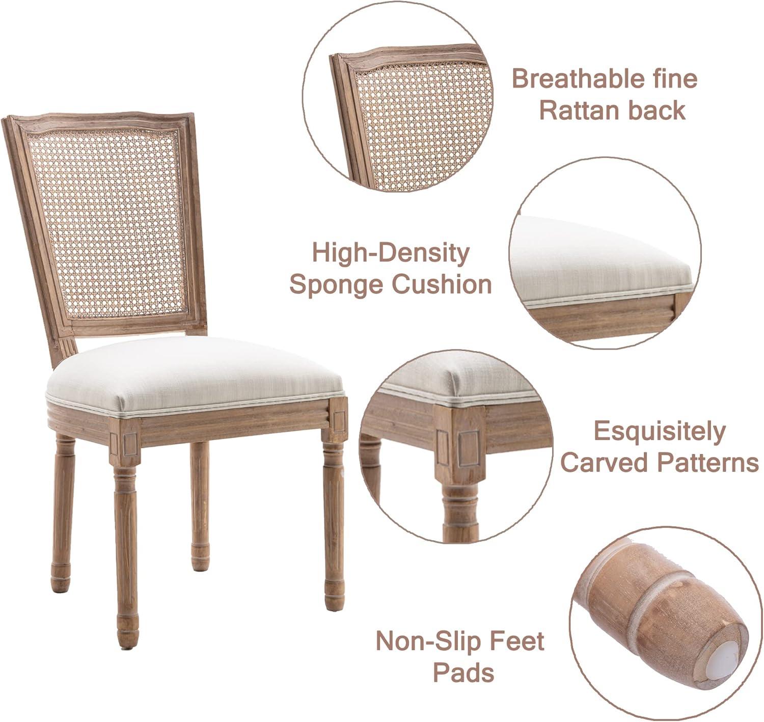 One Allium Way® French Style Vintage Solid Wood Upholstered Dining Chair (Set of 4)