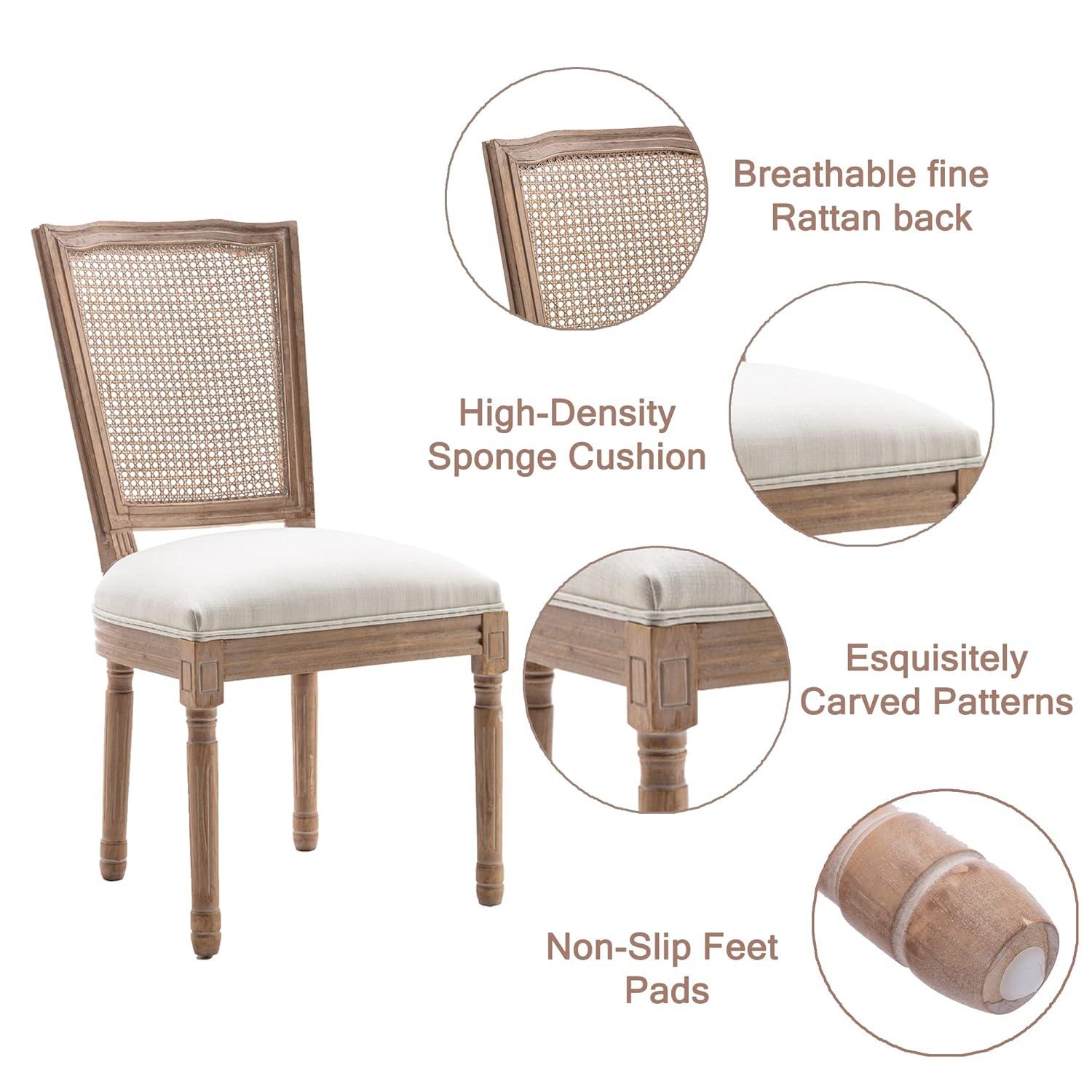One Allium Way® French Style Vintage Solid Wood Upholstered Dining Chair (Set of 4)