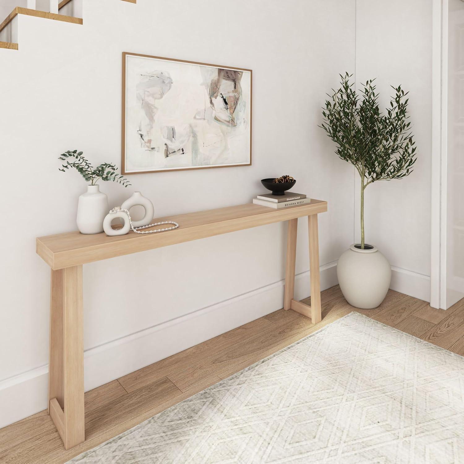 Plank+Beam Solid Wood 66" Console Table, Classic Entryway Table, Narrow Foyer Table