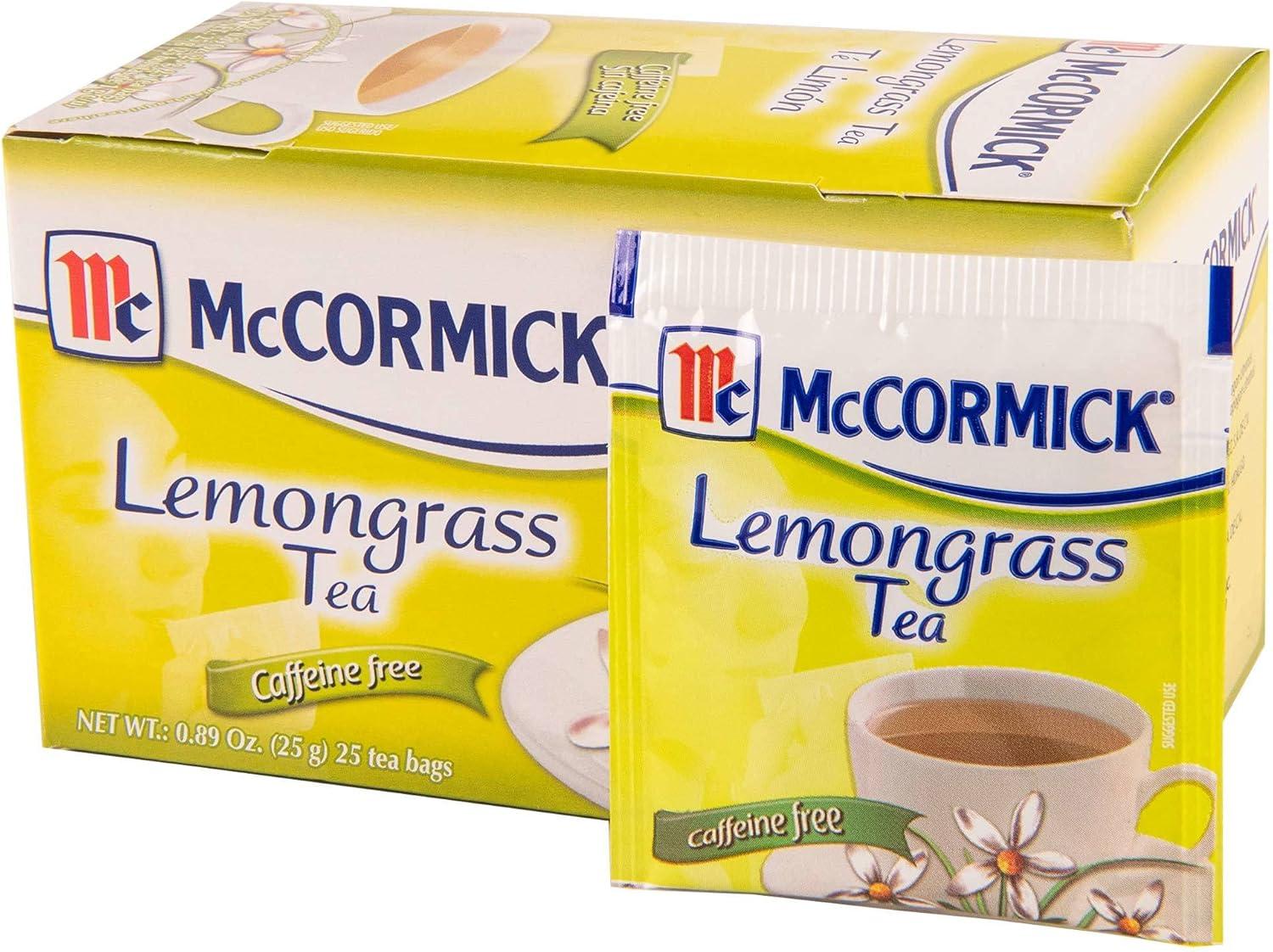 McCormick No Artificial Flavors Caffeine Free Lemongrass Tea 25 Count Box, 0.89 oz Box