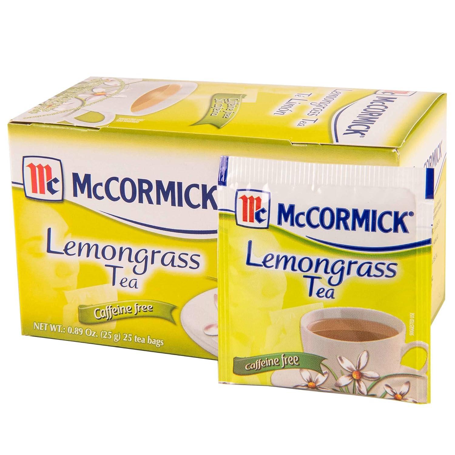 McCormick No Artificial Flavors Caffeine Free Lemongrass Tea 25 Count Box, 0.89 oz Box