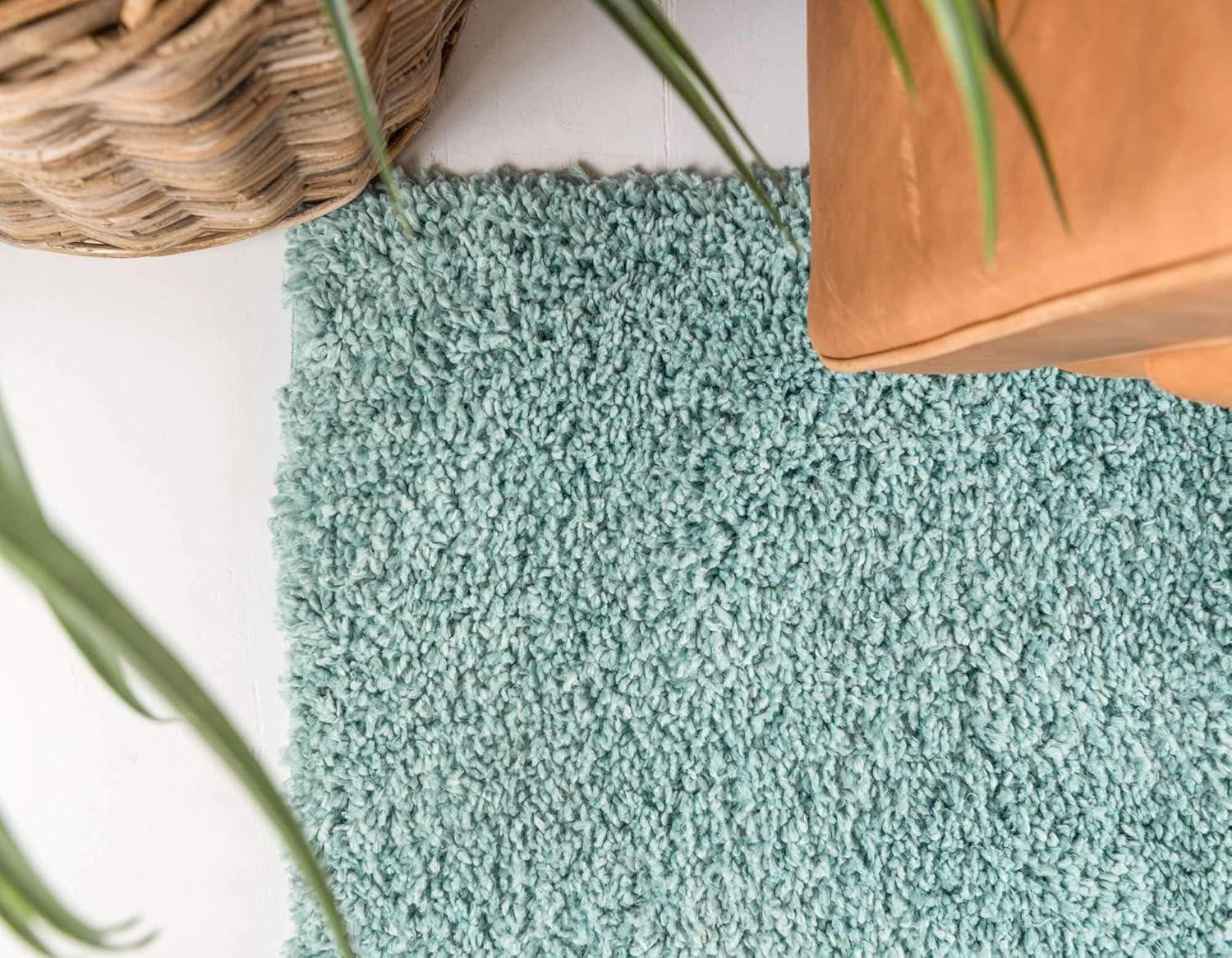 Unique Loom 6' 0 x 9' 0 Davos Shag Aqua Area Rug