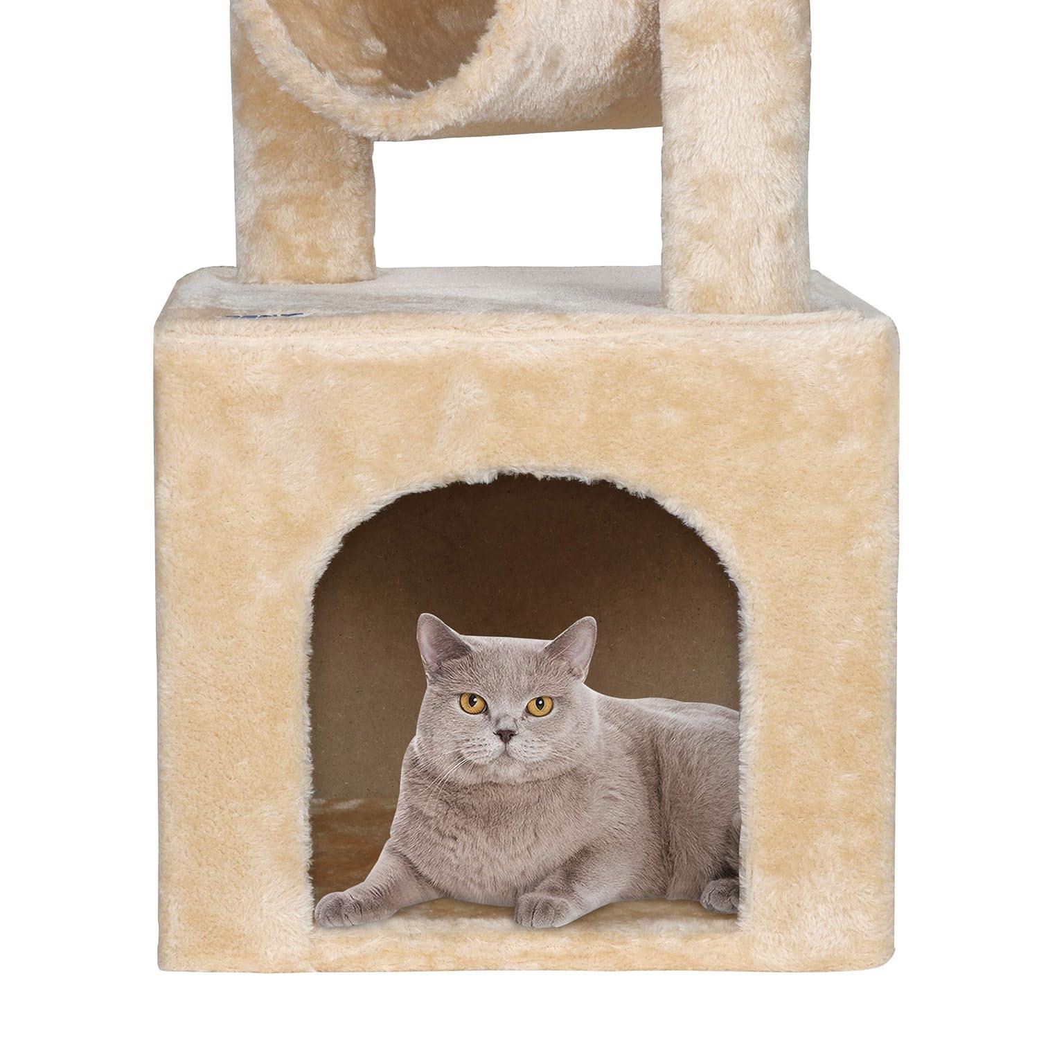ZENY 36-in Cat Tree & Condo Scratching Post Tower, Beige