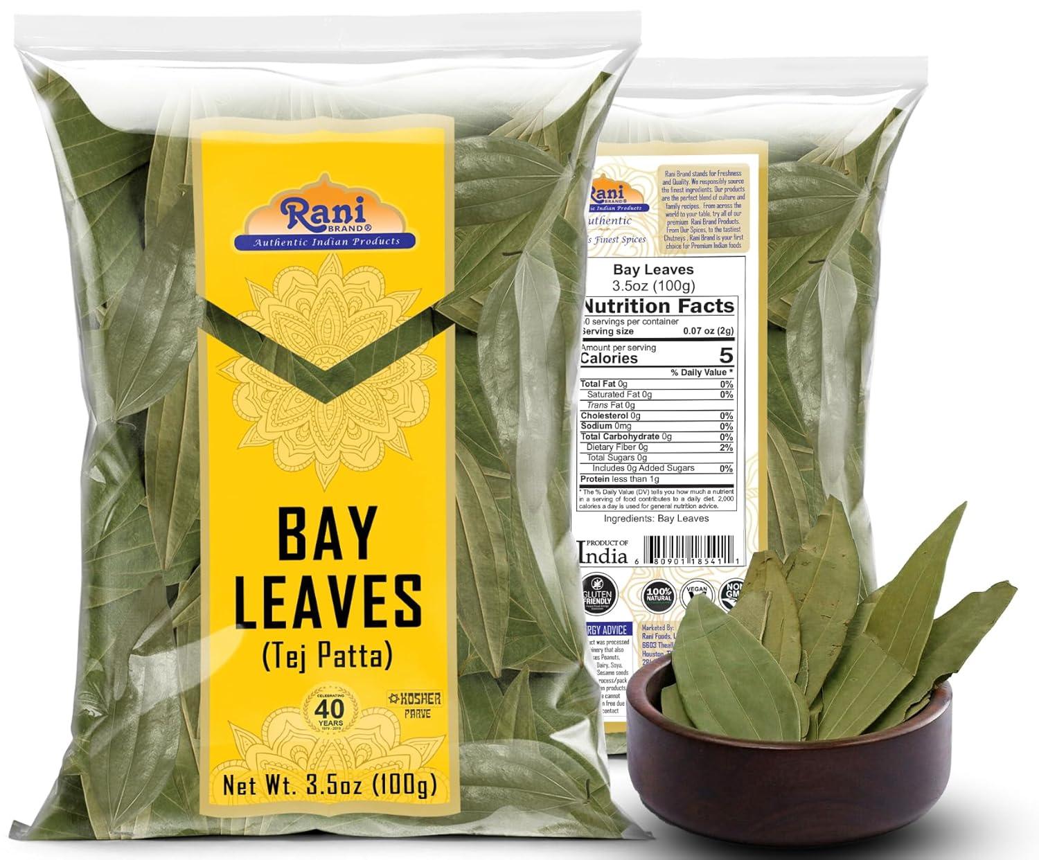 Rani Bay Leaf (Leaves) Whole Spice Hand Selected Extra Large 3.5oz (100g) ~ All Natural | Gluten Friendly | NON-GMO | Kosher | Vegan | Indian Origin (Tej Patta)
