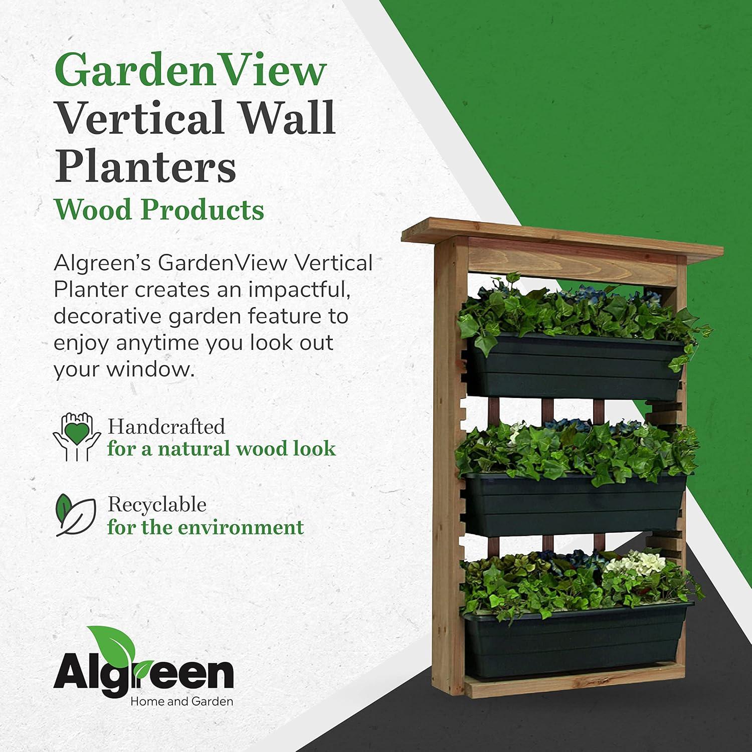 Algreen Gardenview Decorative Indoor or Outdoor Trellis with 3 Vertical Wall Hanging Planters with Drain Plugs for Flowers, Herbs, and Succulents