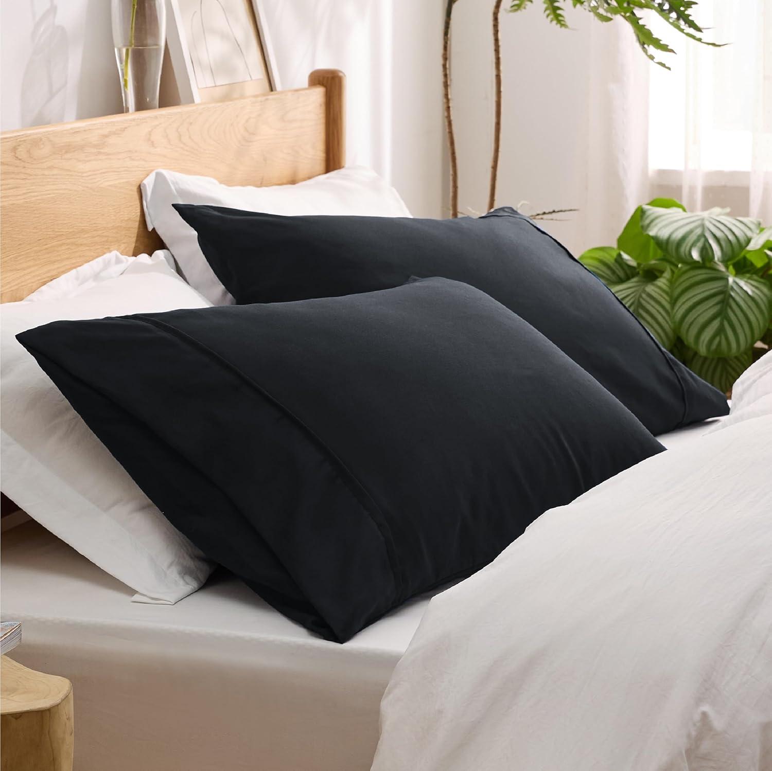 Nestl Pillow Sham Set of 2, Premium 1800 Series Double Brushed Bed Pillow Cases, Black, King 20" X 36"