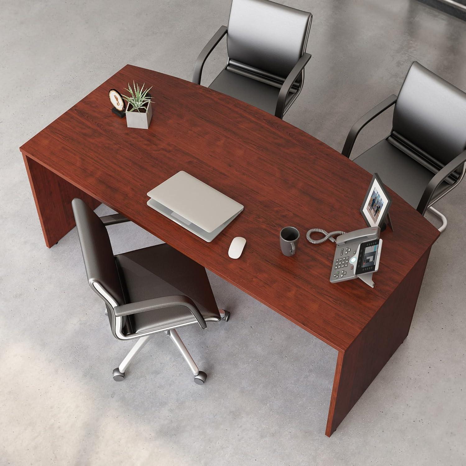 UrbanPro 72" x 36" Bowfront Executive Desk in Classic Cherry