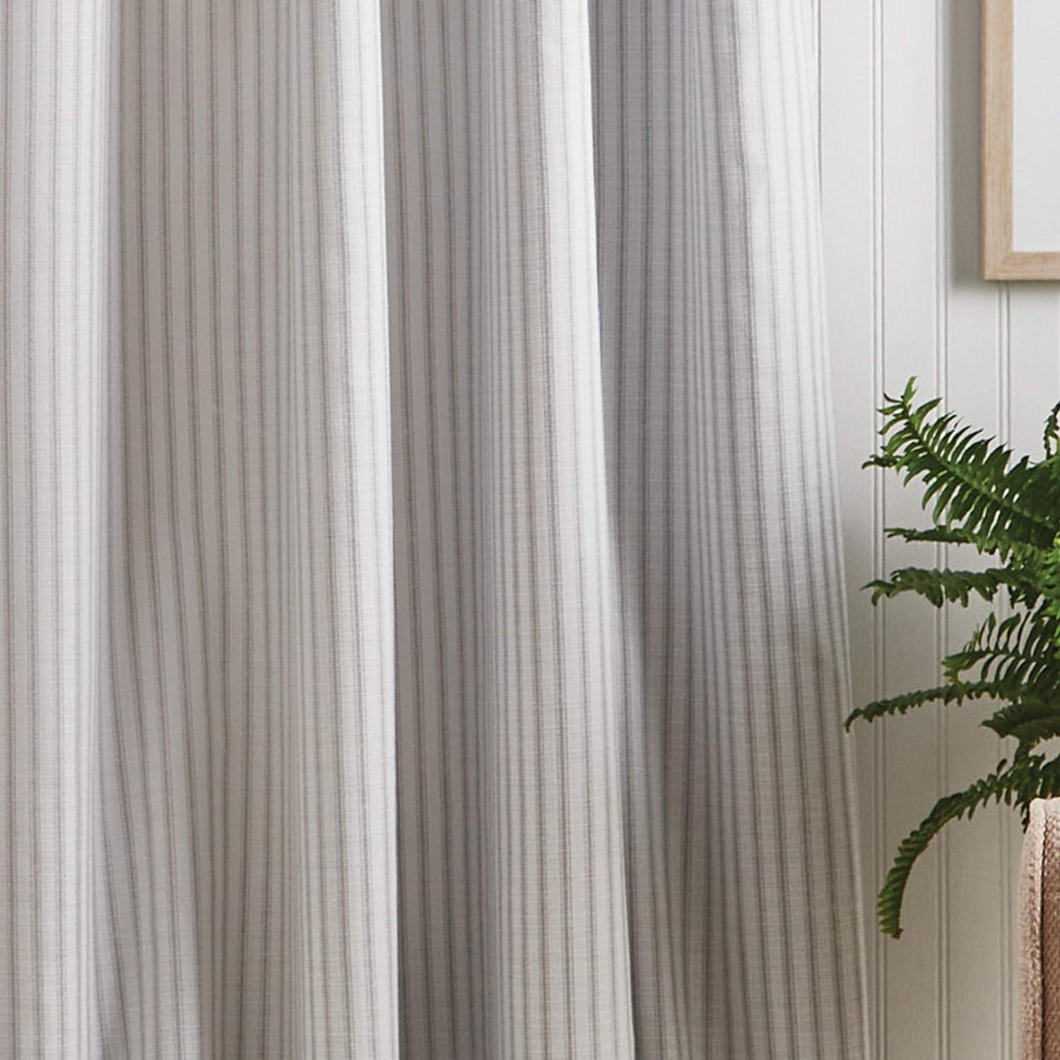 Ticking Cotton Blend Striped Blackout Rod Pocket Curtain Panels