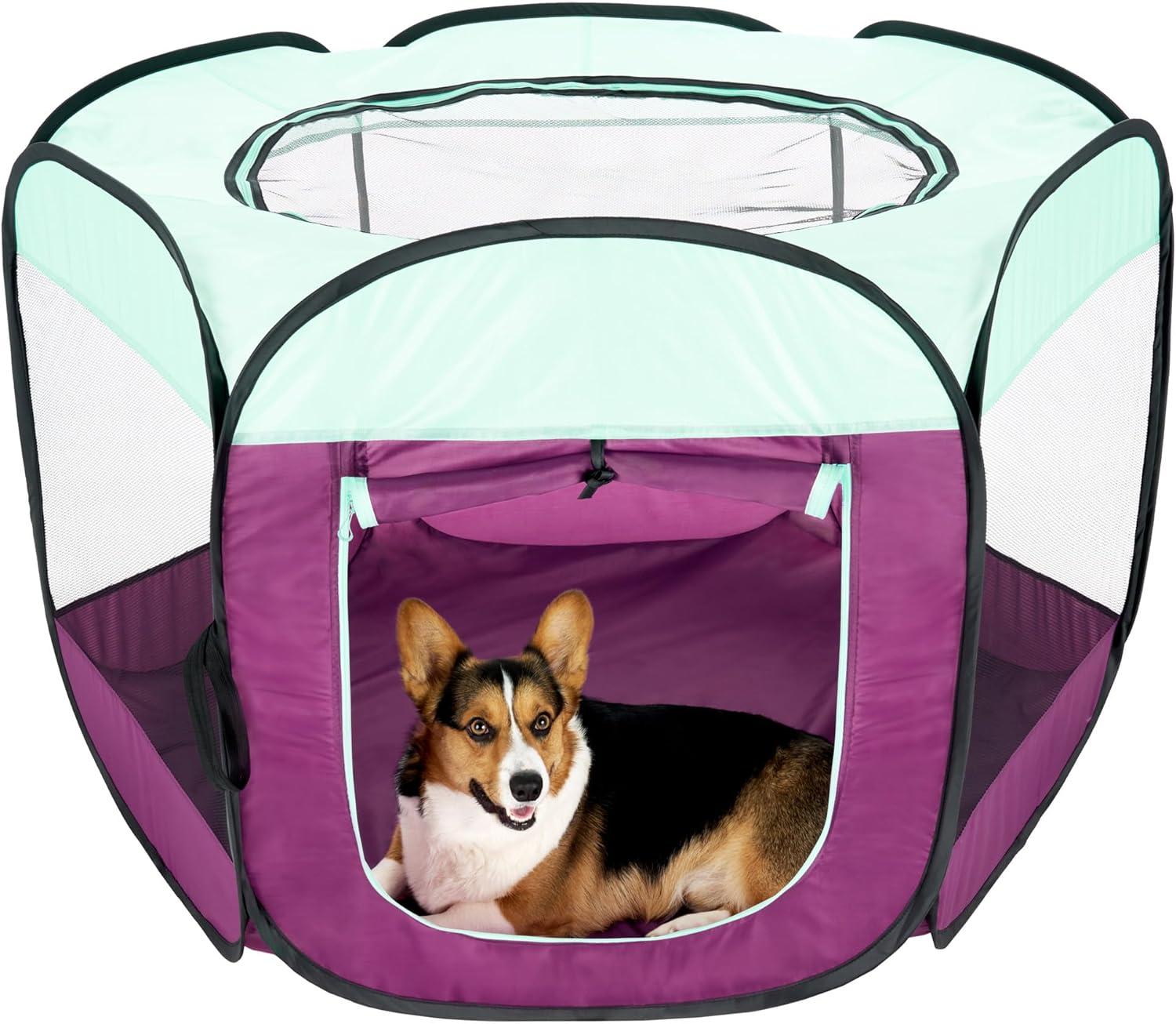 6 Panel Mesh Pet Playpen With Door