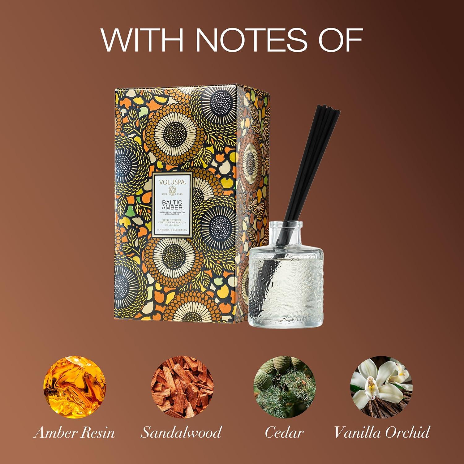 Voluspa Baltic Amber Home Ambience Reed Diffuser (3.4 fl oz / 100 ml)