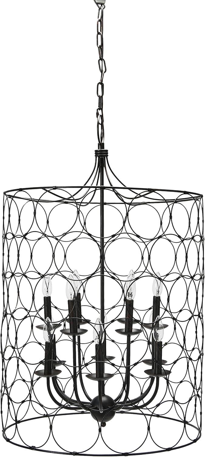 Creative Co-Op Bronze Metal Chandelier with Circlet Designs & 12 Lights