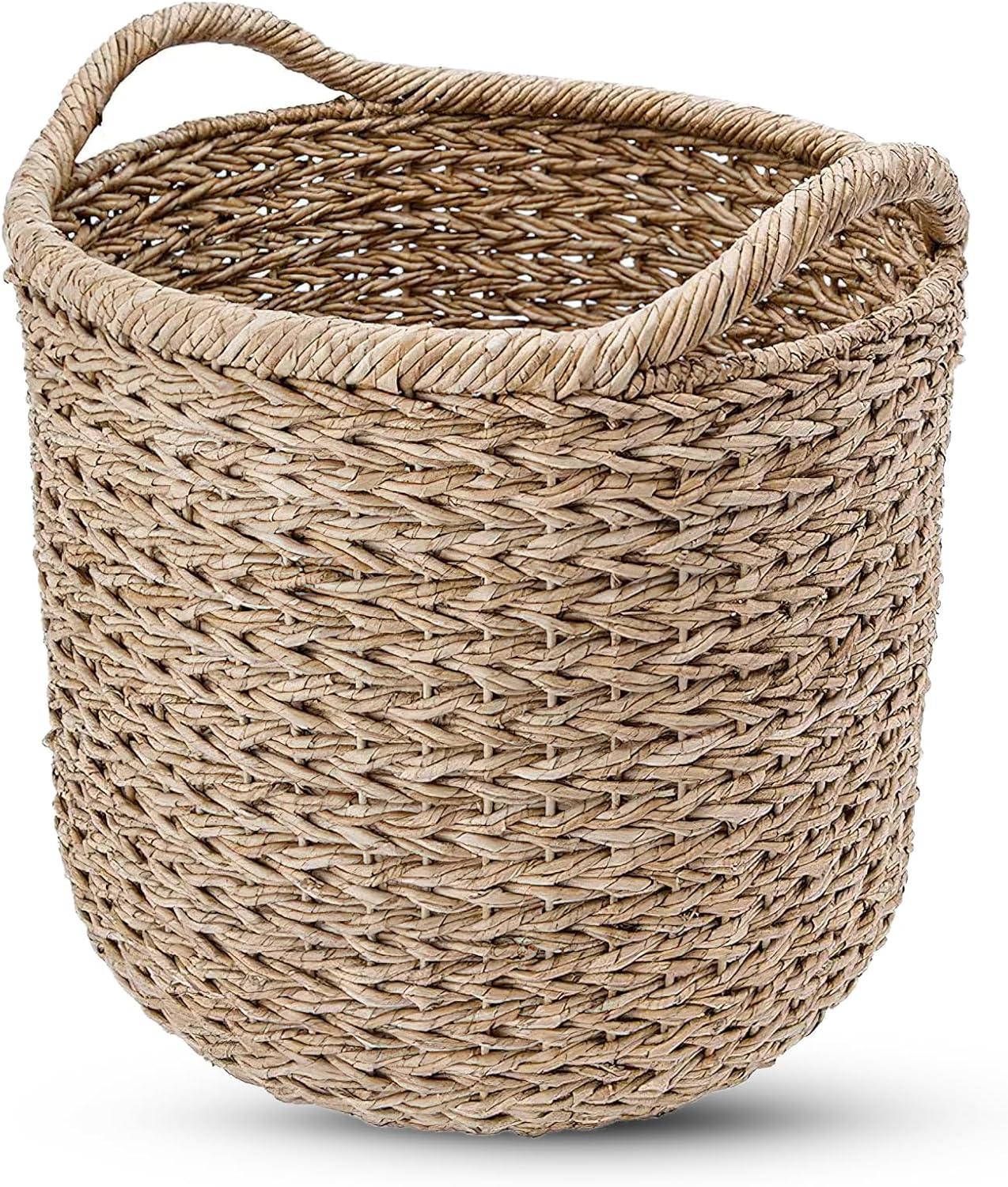 YOSITiuu Large Decorative Seagrass Storage Basket, Handmade, Seagrass Basket, Living Room, Blankets, Toy Bin, Extra Storage, Decorative Storage, Laundry Basket, Linens