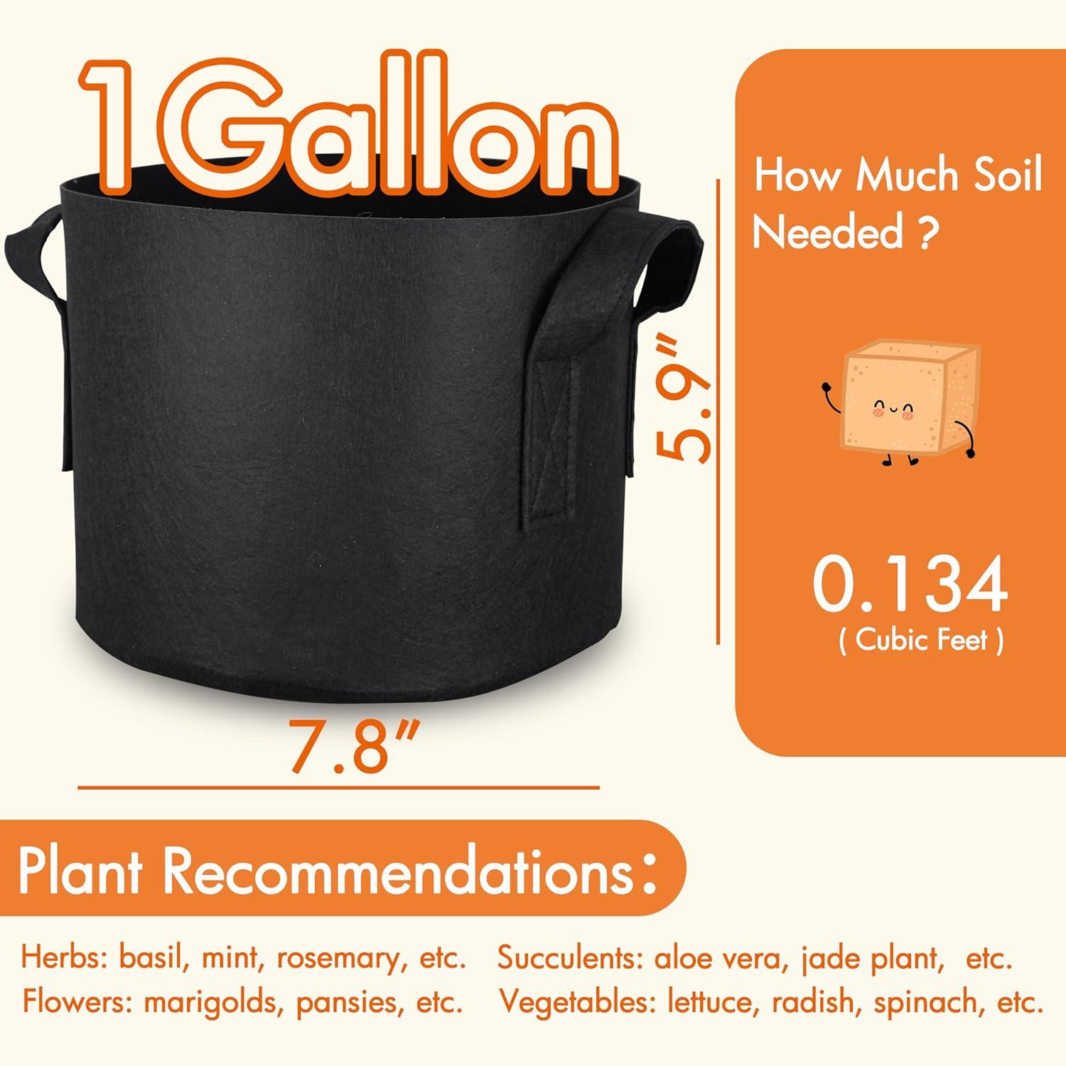 Gardzen 6-Pack 30 Gallon Grow Bags, Aeration Fabric Pots with Handles, Heavy Duty Cloth Pots for Plants