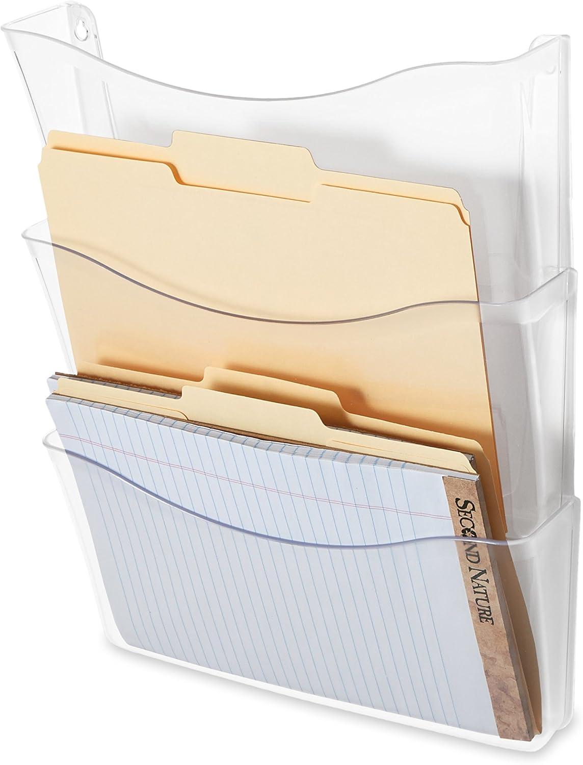 Unbreakable Three-Pocket Wall File Set,A4/Letter, Clear