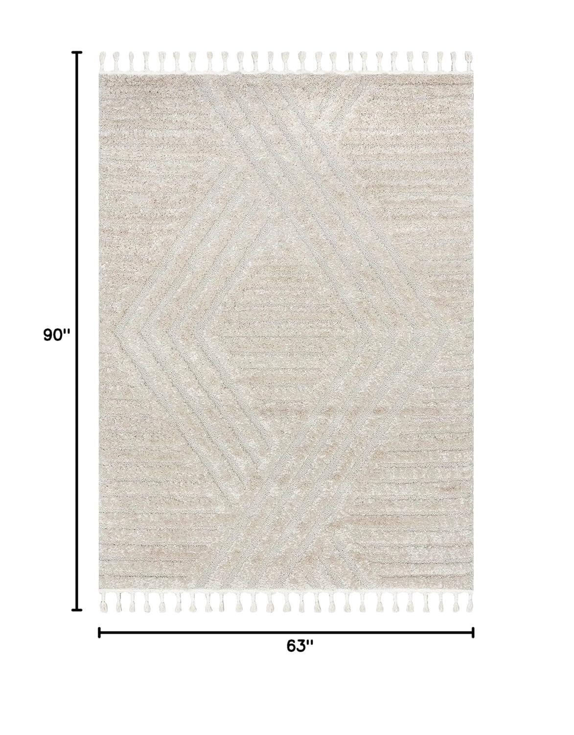 Nuloom Risette Solid 5x8 Shag Indoor Area Rug for Living Room Bedroom Dining Room Nursery, Beige