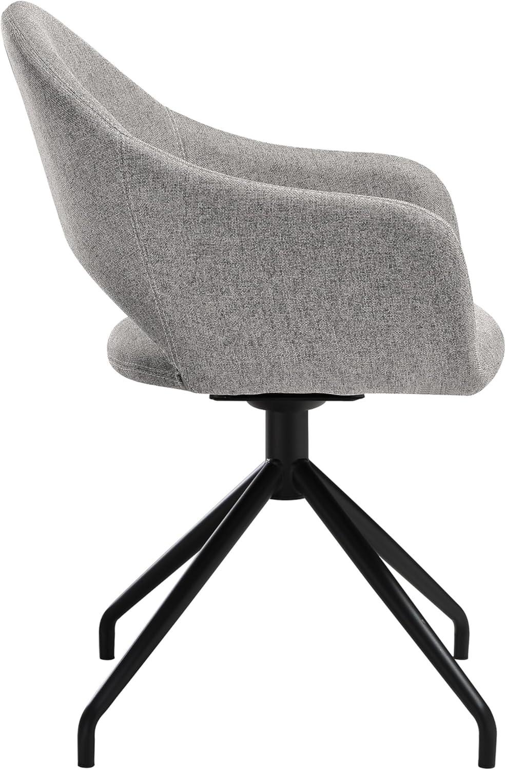 Homestock Tribal Treasures Swivel Upholstered Dining Chair in Gray Fabric with Black Metal Legs - Set of 2