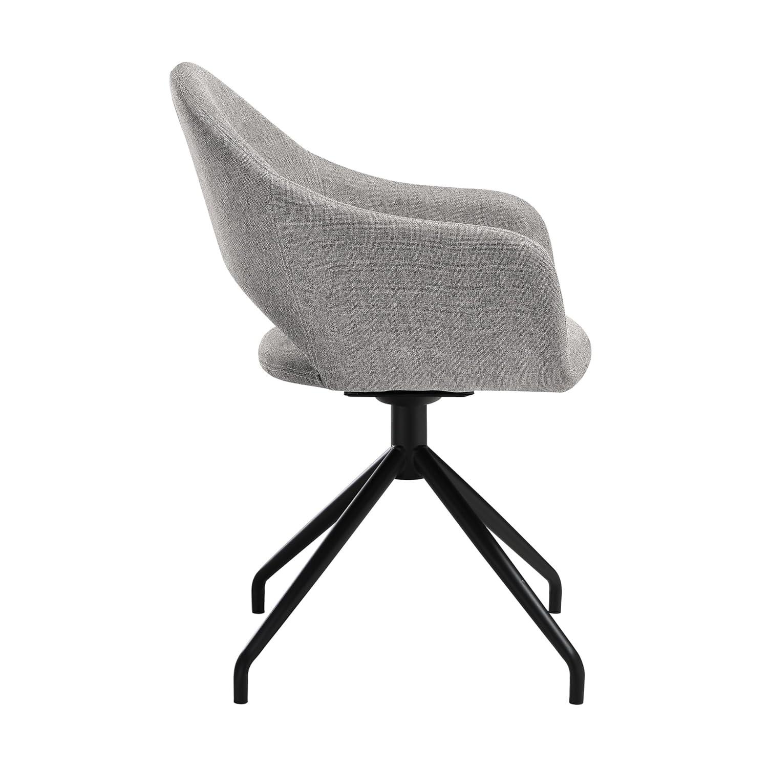 Homestock Tribal Treasures Swivel Upholstered Dining Chair in Gray Fabric with Black Metal Legs - Set of 2