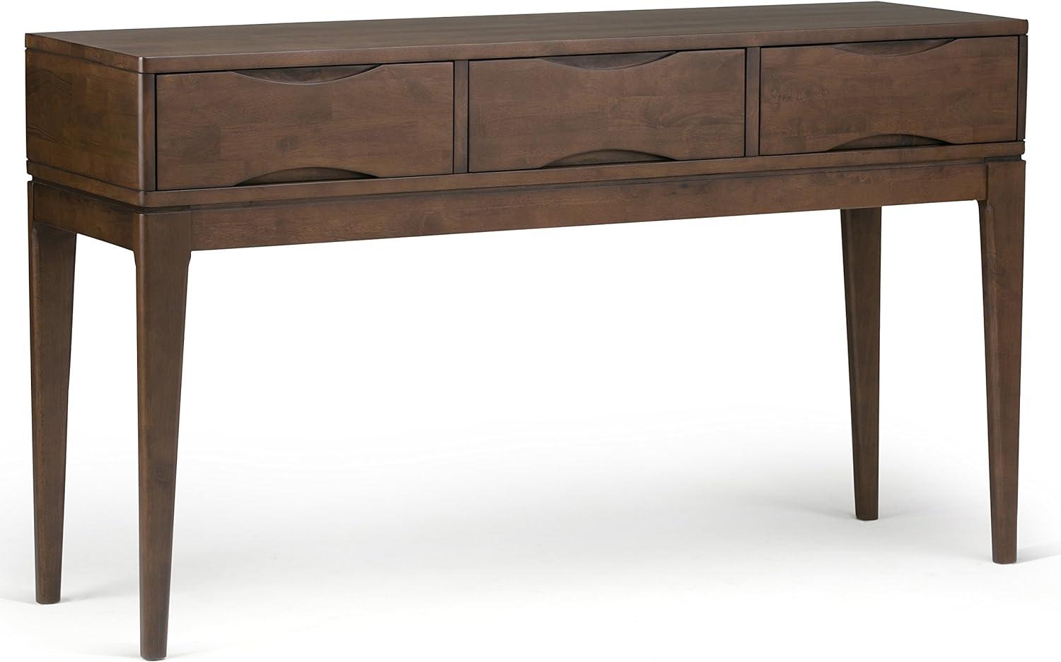 Harper Walnut Brown Solid Wood Console Table with Storage