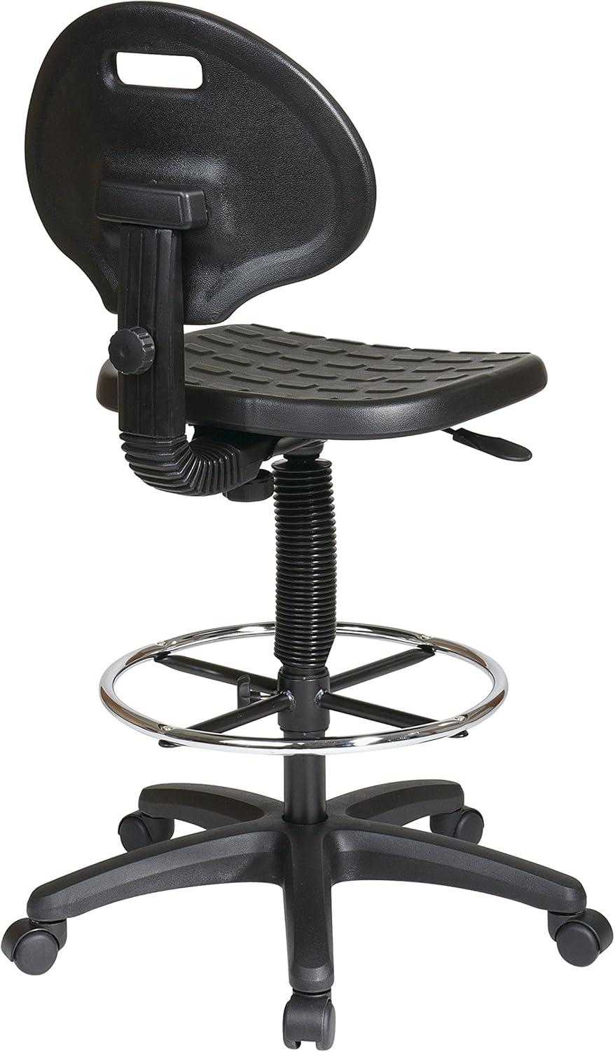 Black Plastic Urethane Intermediate Drafting Chair with Adjustable Footrest