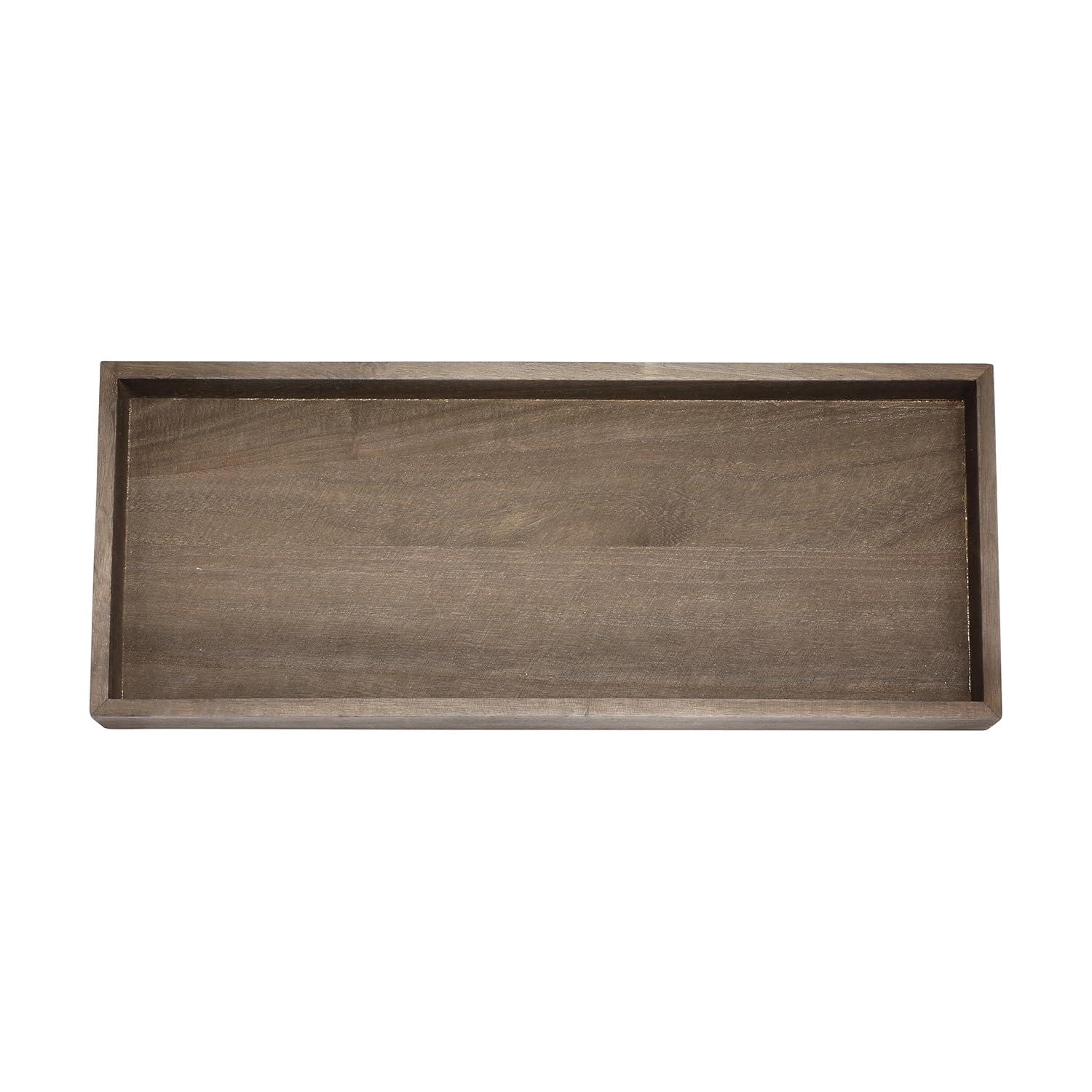 Creative Co-Op Stoneware Vase Ensemble on a Mango Wood Tray, Set of 5