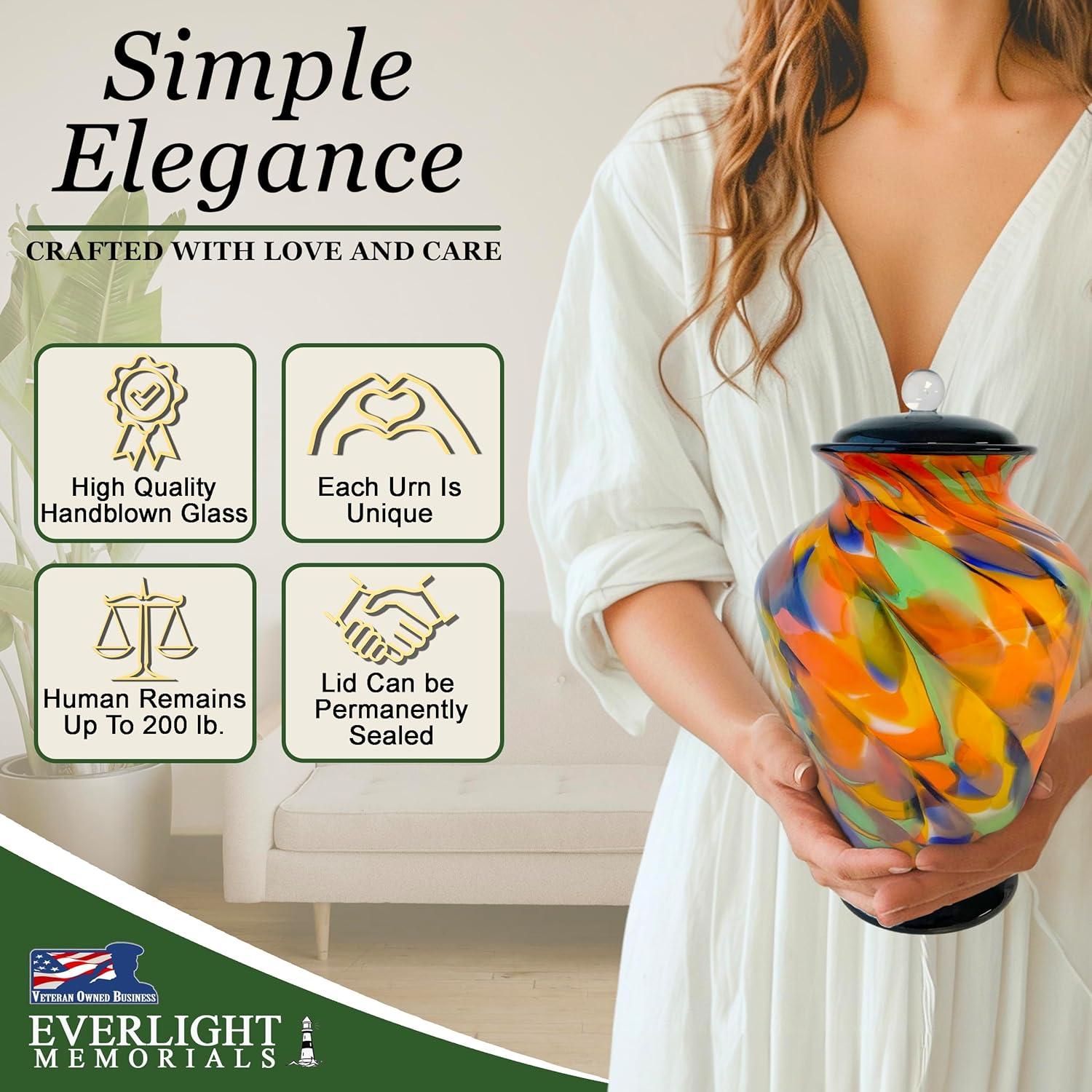 Everlight Memorials Autumn Radiance Hand Blown Glass Cremation Urns for Human Ashes