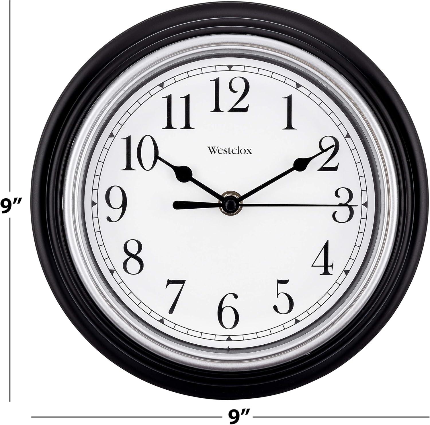 Westclox 9" Black and Silver Round Analog Wall Clock