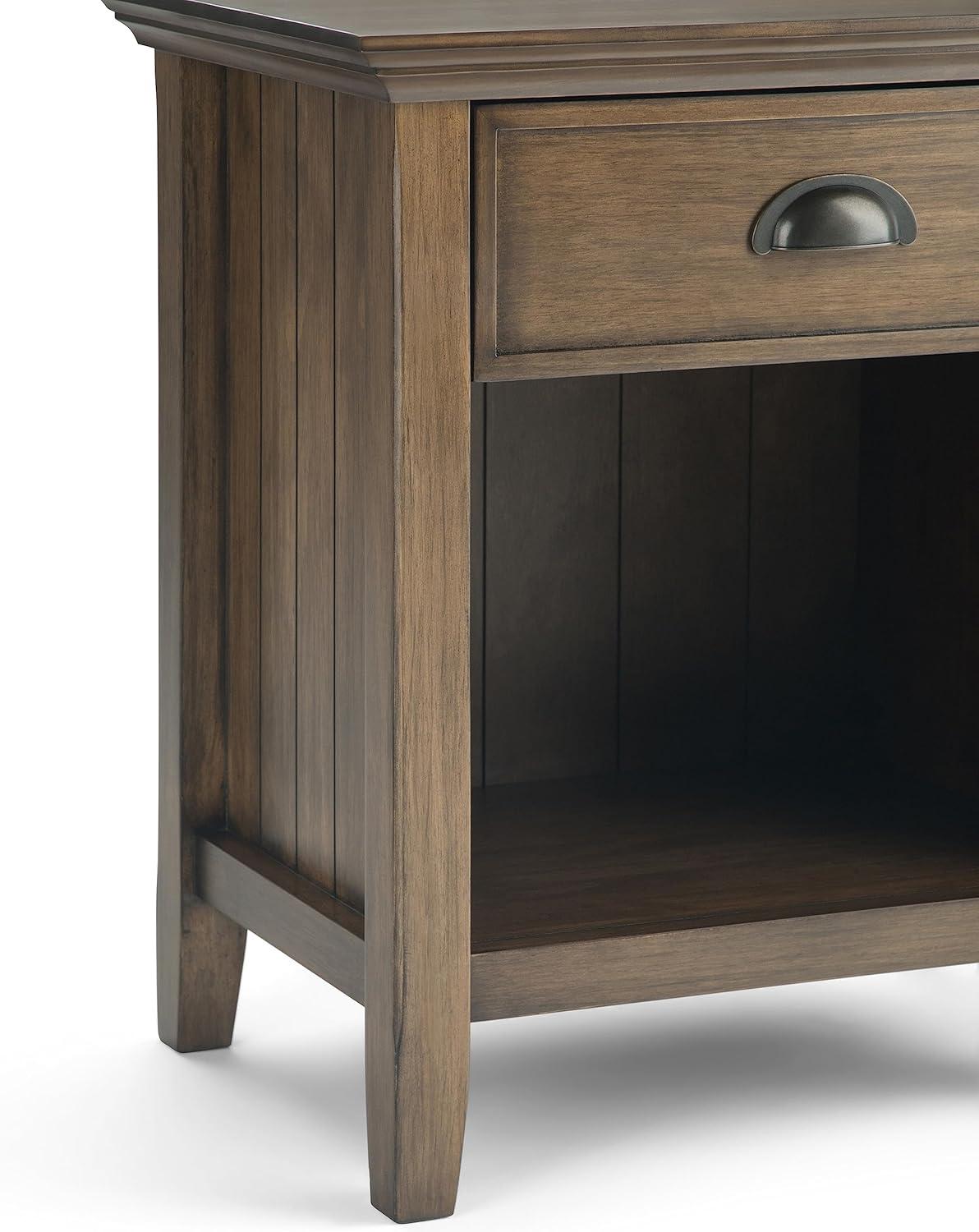 Simpli Home Acadian Solid Wood Bedside Table In Rustic Natural Aged Brown