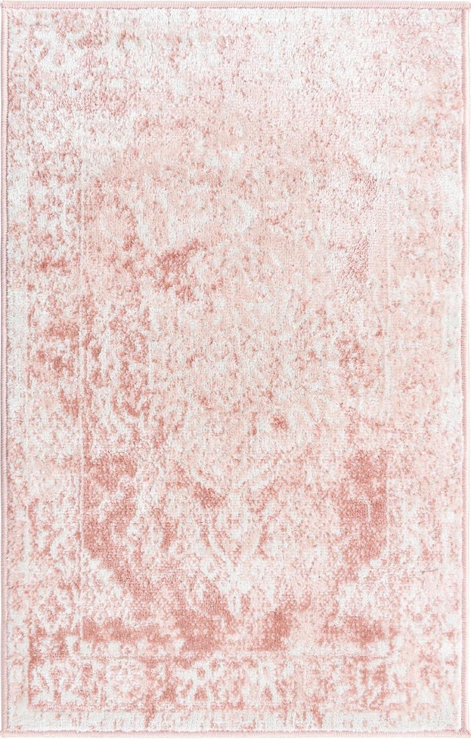 Unique Loom Oxford Collection Area Rug - Bodleian (2' x 3' Rectangle Pink/Ivory)